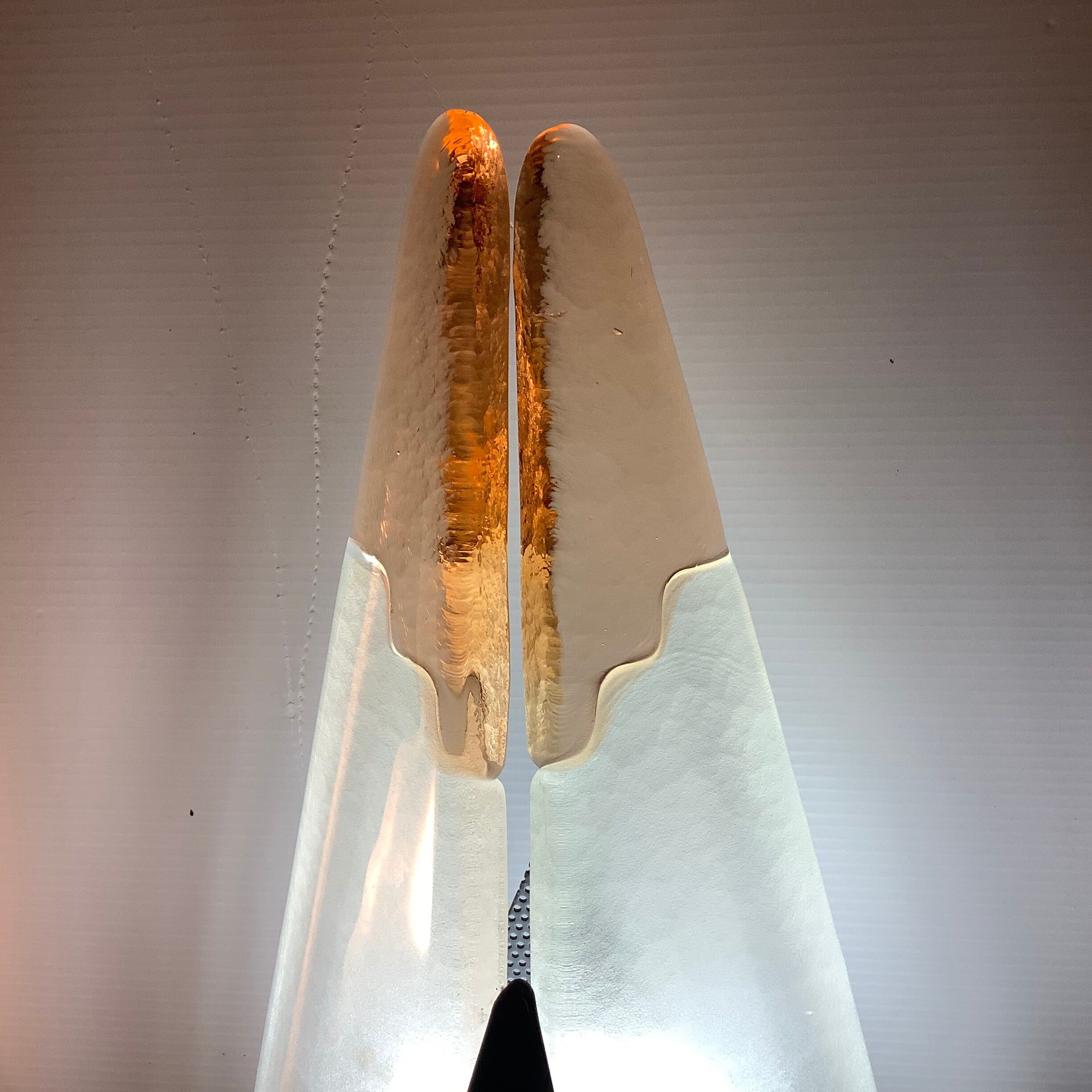 Murano Pair of 2 Lamps Glass Plate Two-material Vintage 1980 DLG Vetro