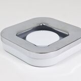 Square white ashtray Ico Parisi, chrome and melamine by Lamperti, Italy, 1970s.
