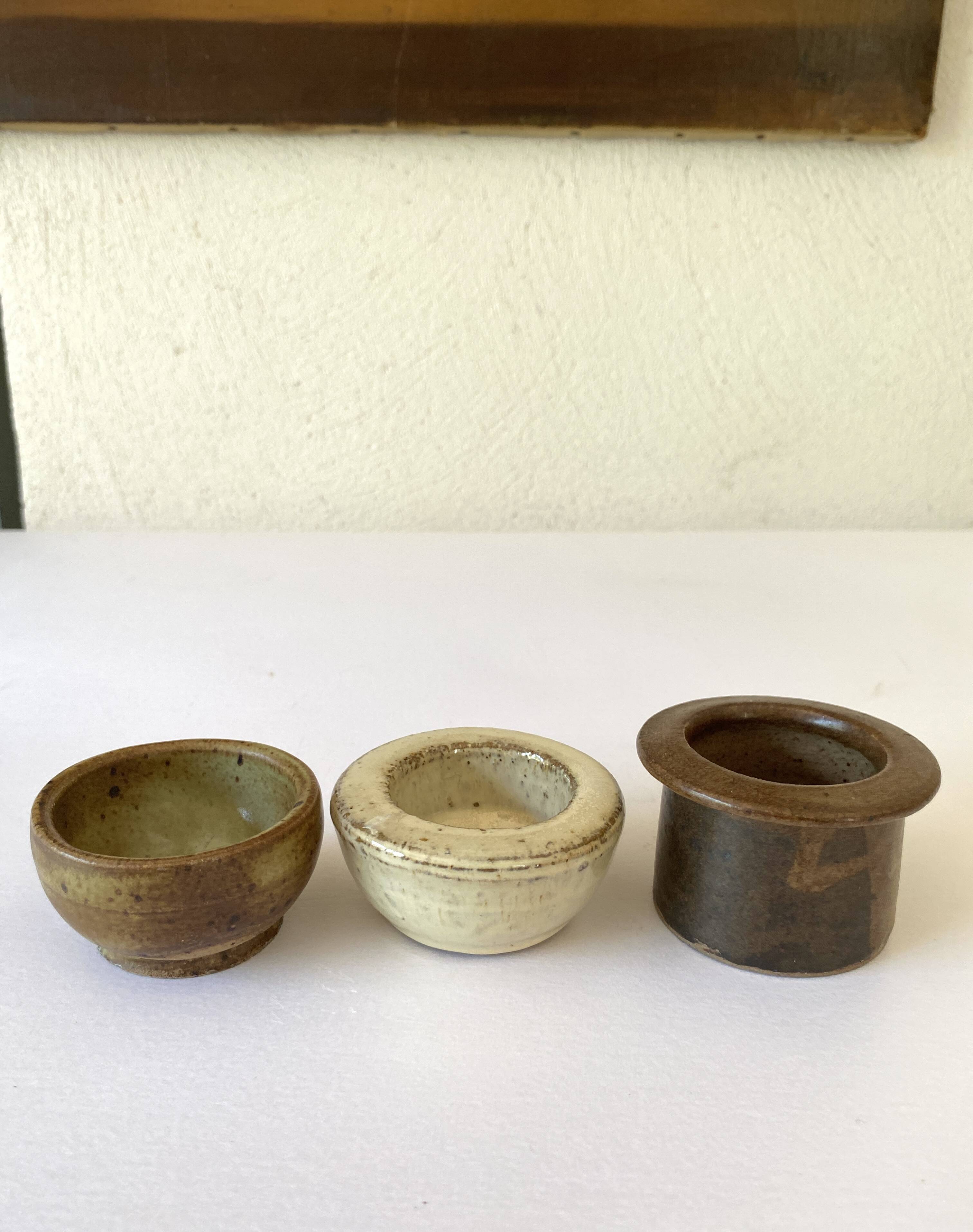 3 Spice bowls, glazed stoneware