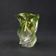 Val Saint Lambert crystal vase with a two-tone twisted shape, "Wave" model