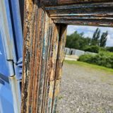 Rectangular polychrome teak mirror