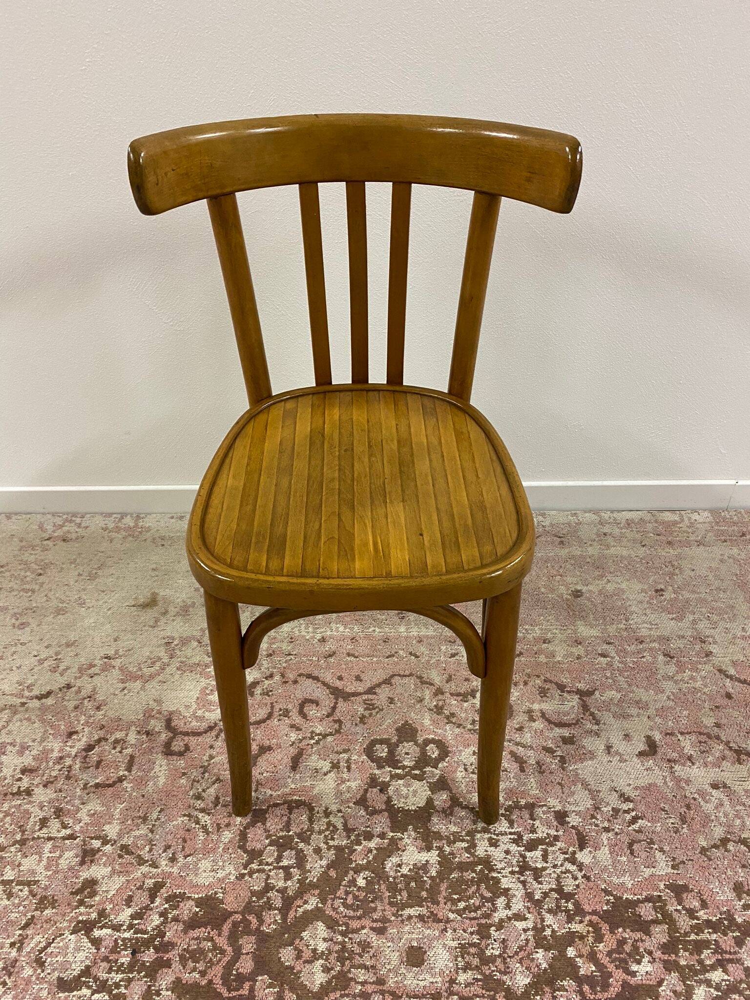 Set of 6 mismatched bistro chairs including Baumann and Luterma chairs