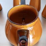 Théière ocre marron Poët Laval 8T  7 verres à  à orangeade ou mazagrans