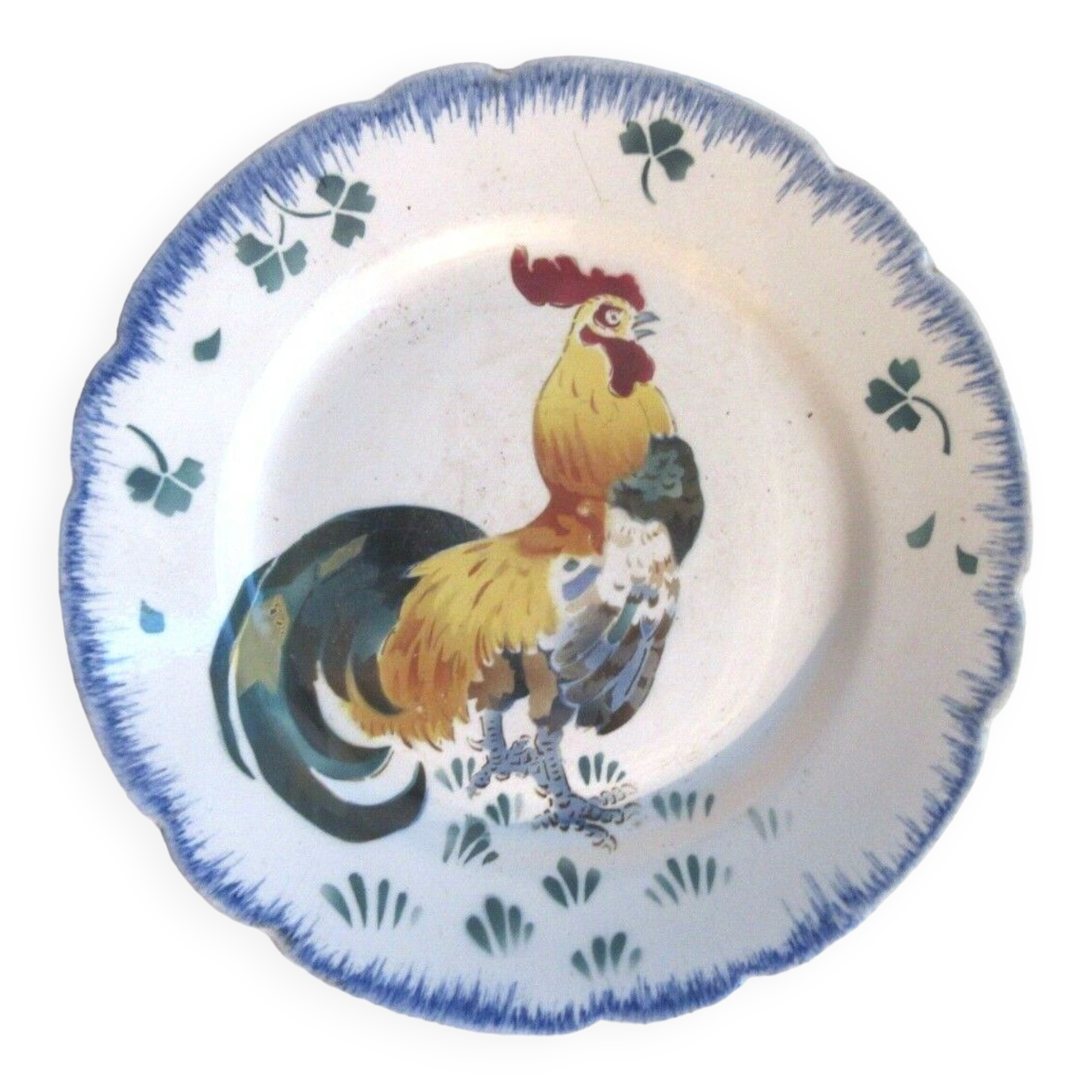 Polychrome plate signed Lunéville: Le Coq