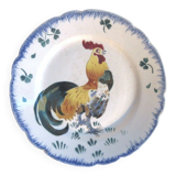 Polychrome plate signed Lunéville: Le Coq