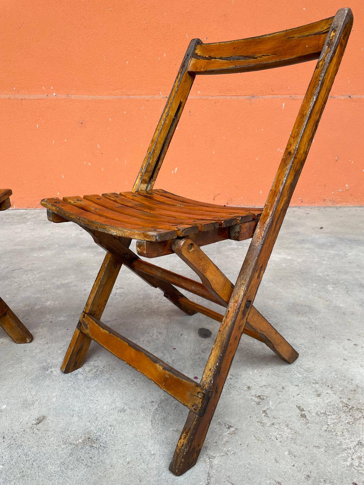 4 Antique Folding Bistro Brasserie Terrace Chairs