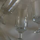 Set of 9 modernist half crystal water wine roller glasses 1960