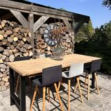 High table, island in wood and metal