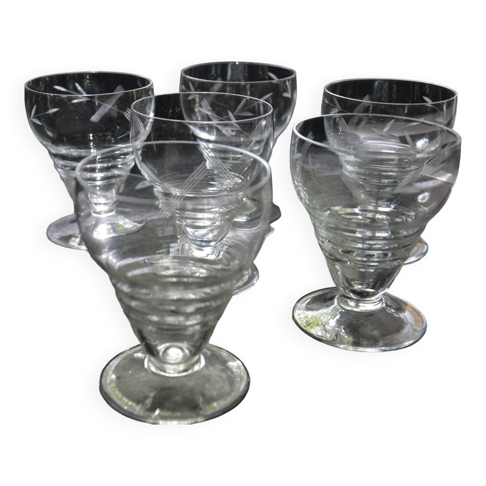 6 old champagne glasses