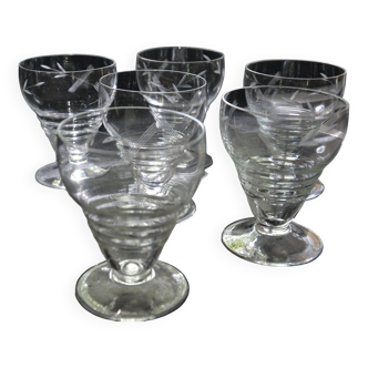 6 old champagne glasses