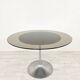 Round tulip table in smoked glass 1970