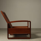Mid-century architectural teak lounge chair with cane seat, 1950s