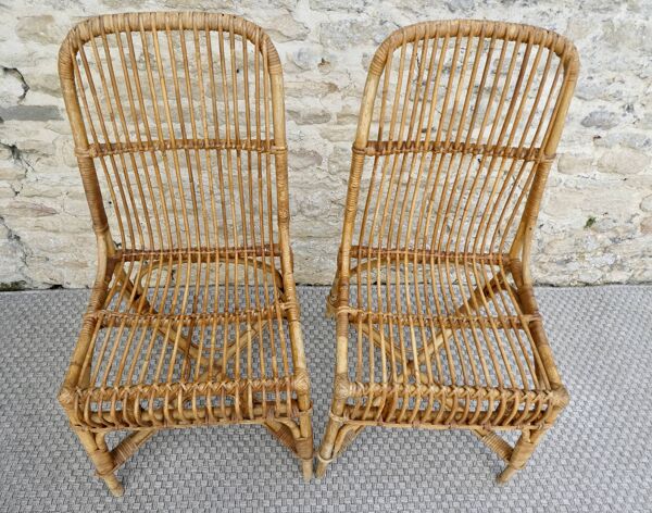 Paire de chaises en rotin années 60