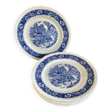 6 Staffordshire England “countryside” dinner plates