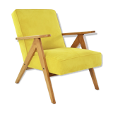 Kompas armchair yellow ribbed velvet