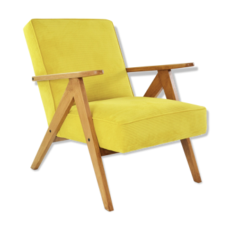 Kompas armchair yellow ribbed velvet