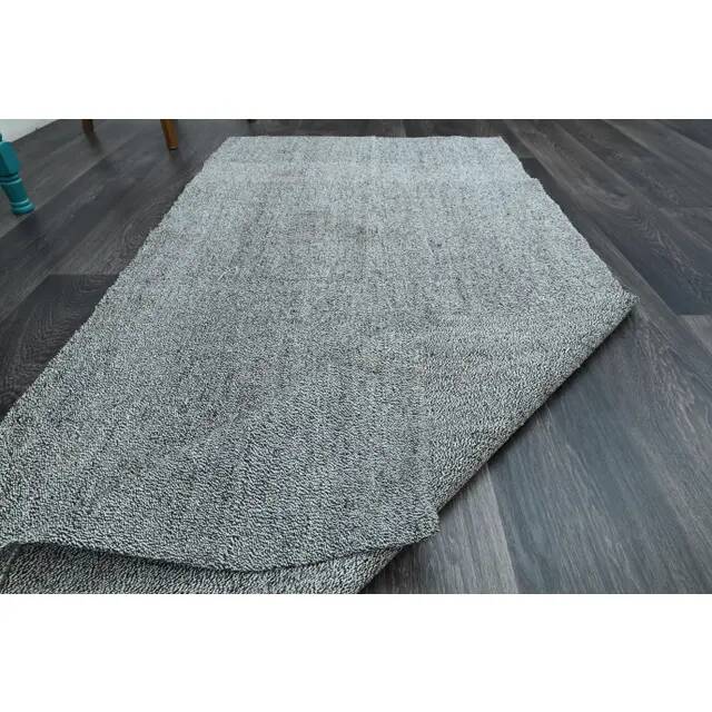 Vintage Turkish Oushak Handmade Wool Cotton Gray Area Rug 98x202