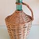 Green canister with wicker, vintage 60/70