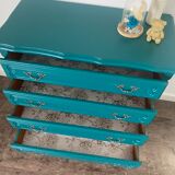Vintage chest of drawers with a duck blue makeover