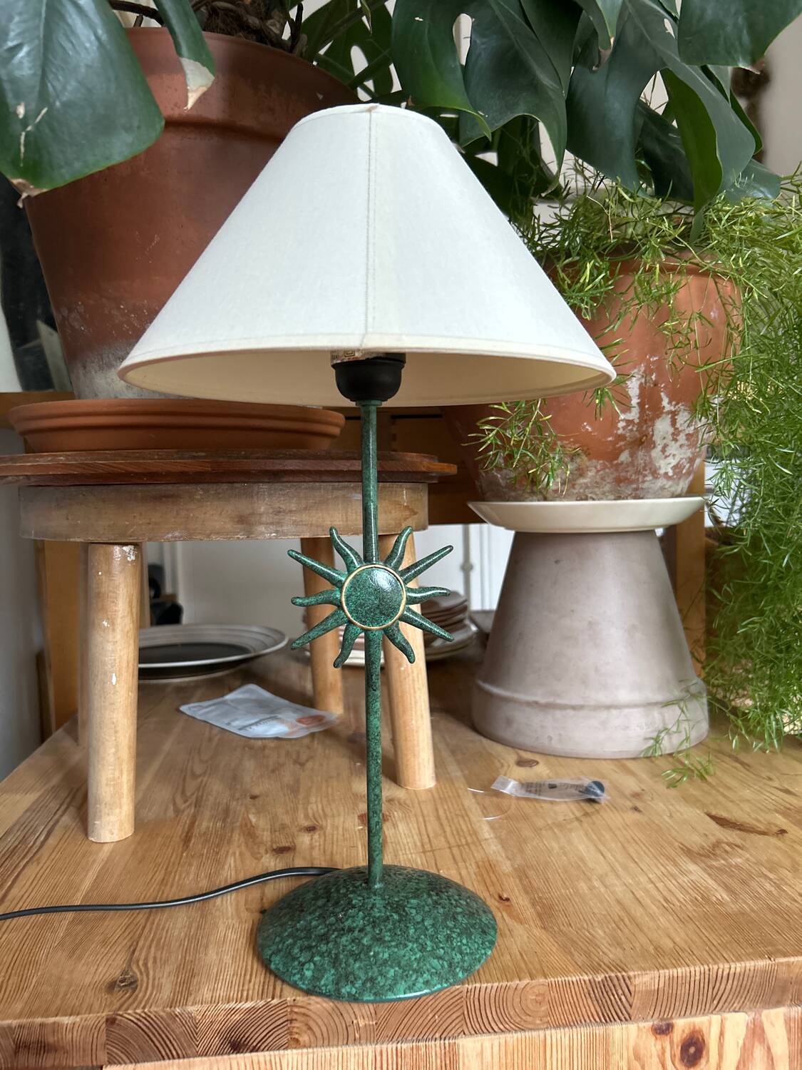 Lampe motif soleil vert