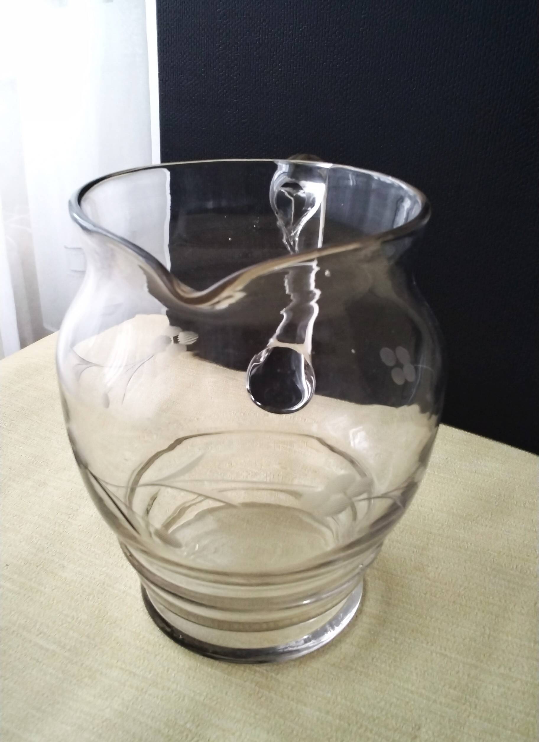 Jug, pitcher, glass water carafe with a frosted design 1.2 L