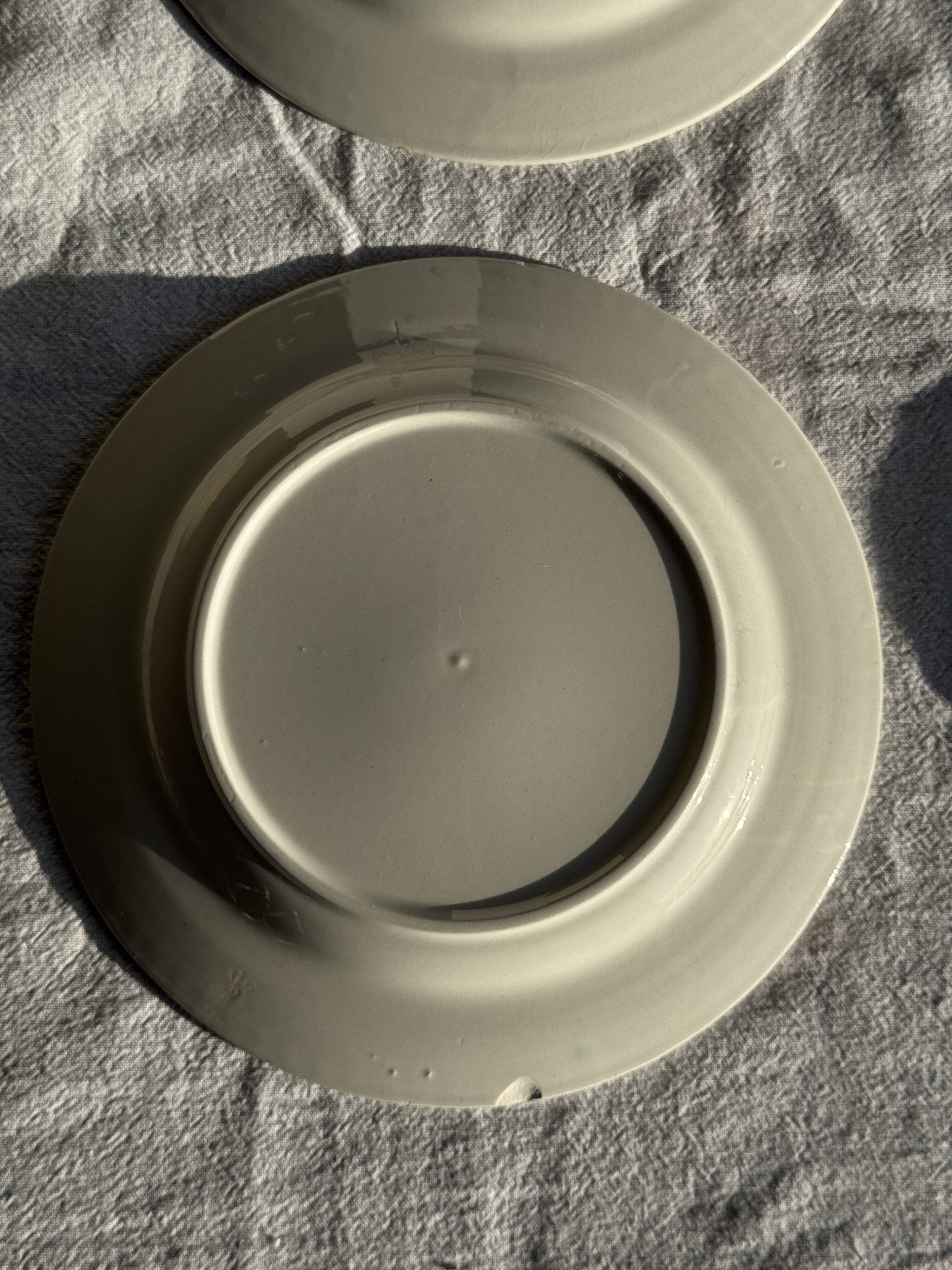 Set of 4 small white earthenware dessert plates D20