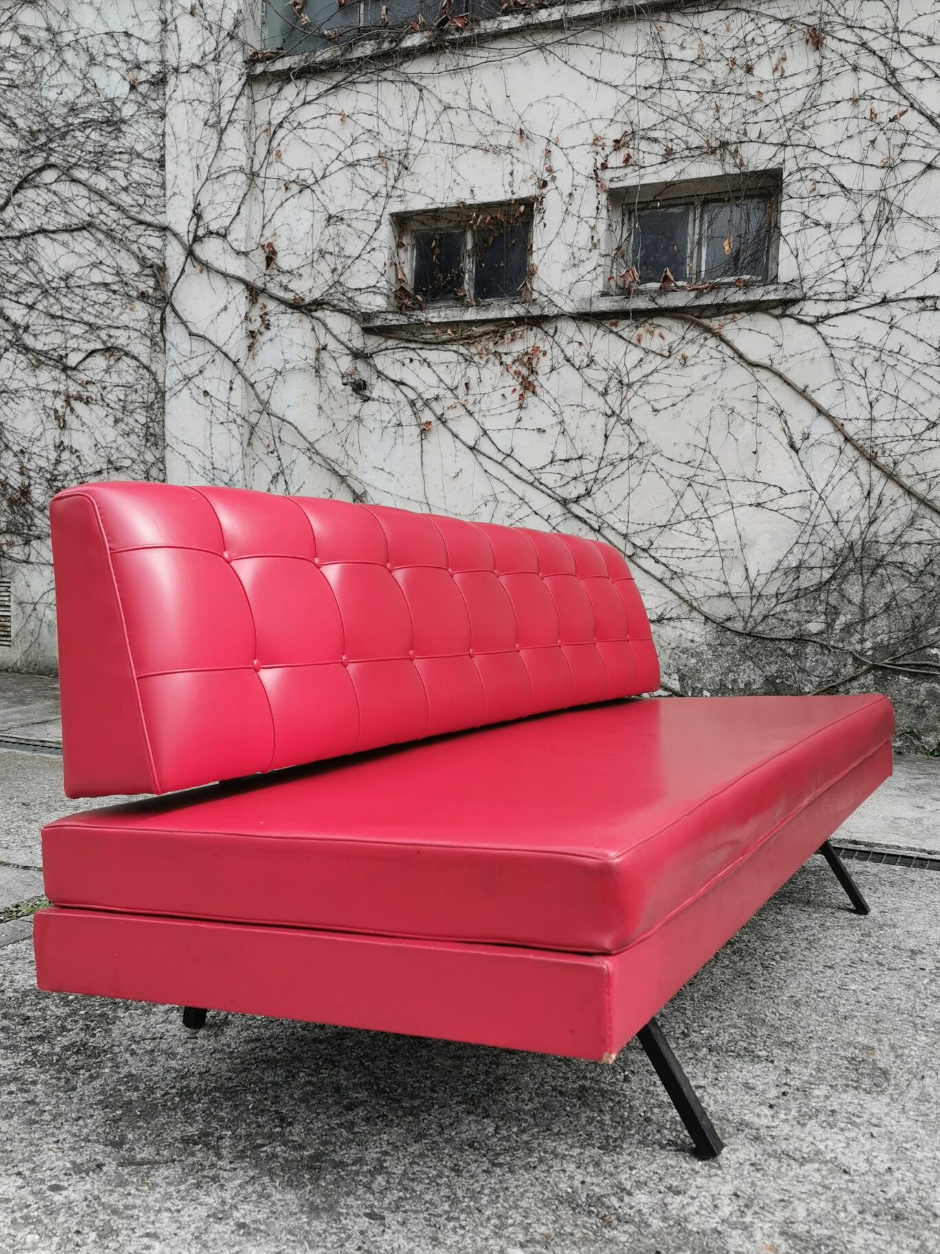 Red leatherette sofa, 1970s