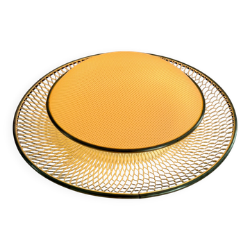 Mid-century golden metal wire and plastic ceiling light by Erco, 1950s, Germany.