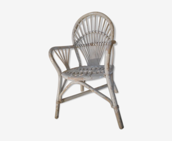 Fauteuil bois courbé et rotin