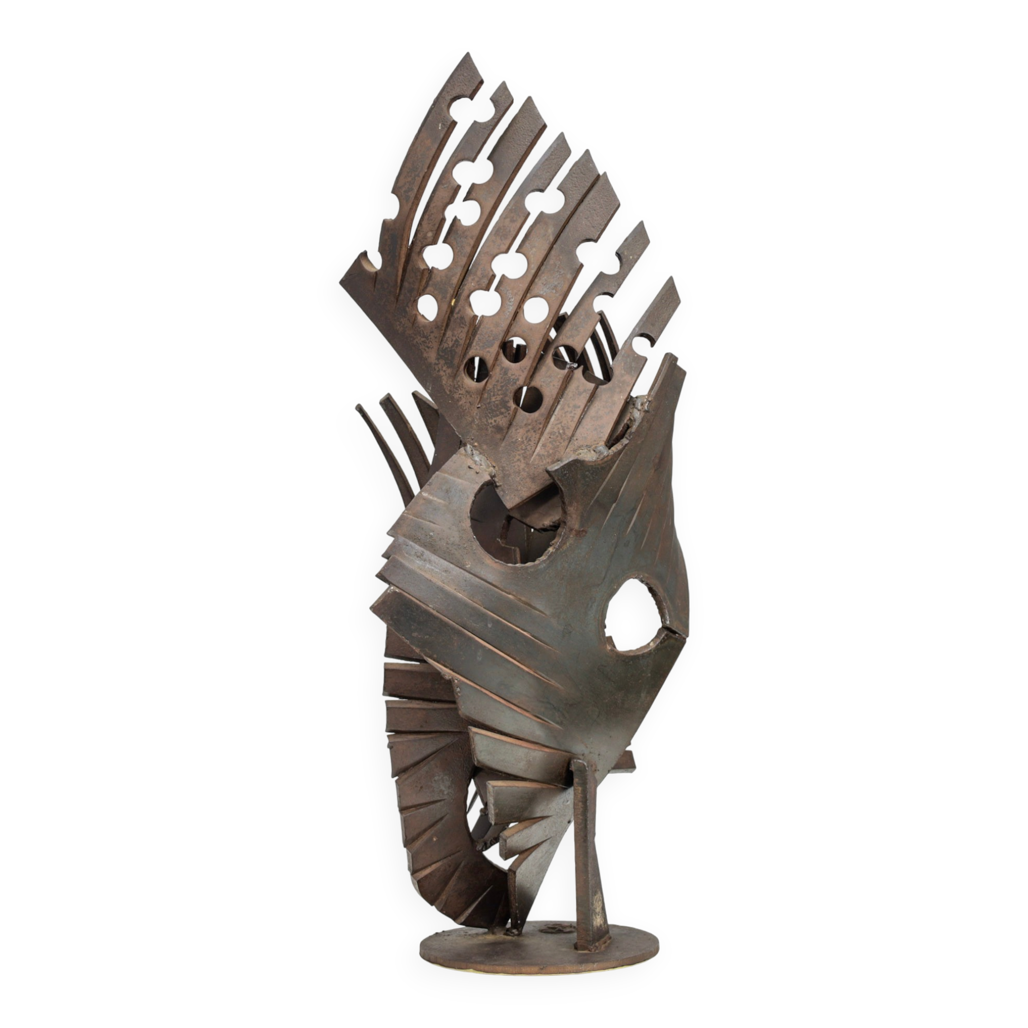 Brutalist abstract iron sculpture, signed CH, Netherlands, 1960s
