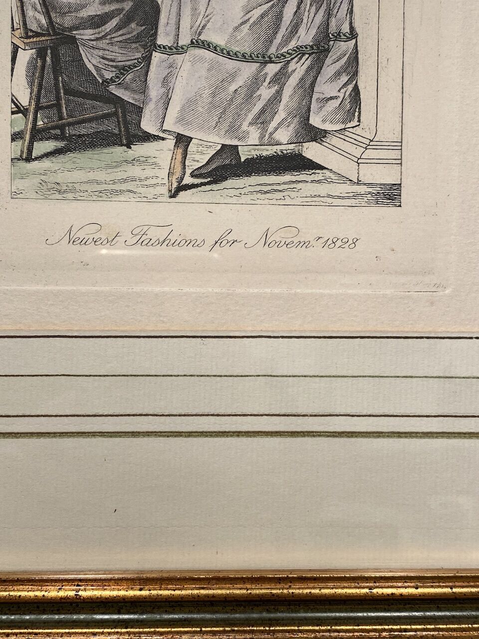 Gravure de mode, les Parisiennes , datée 1828