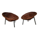 Pair of wicker basket armchairs