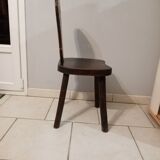 Ancienne chaise en bois brutaliste montage vintage