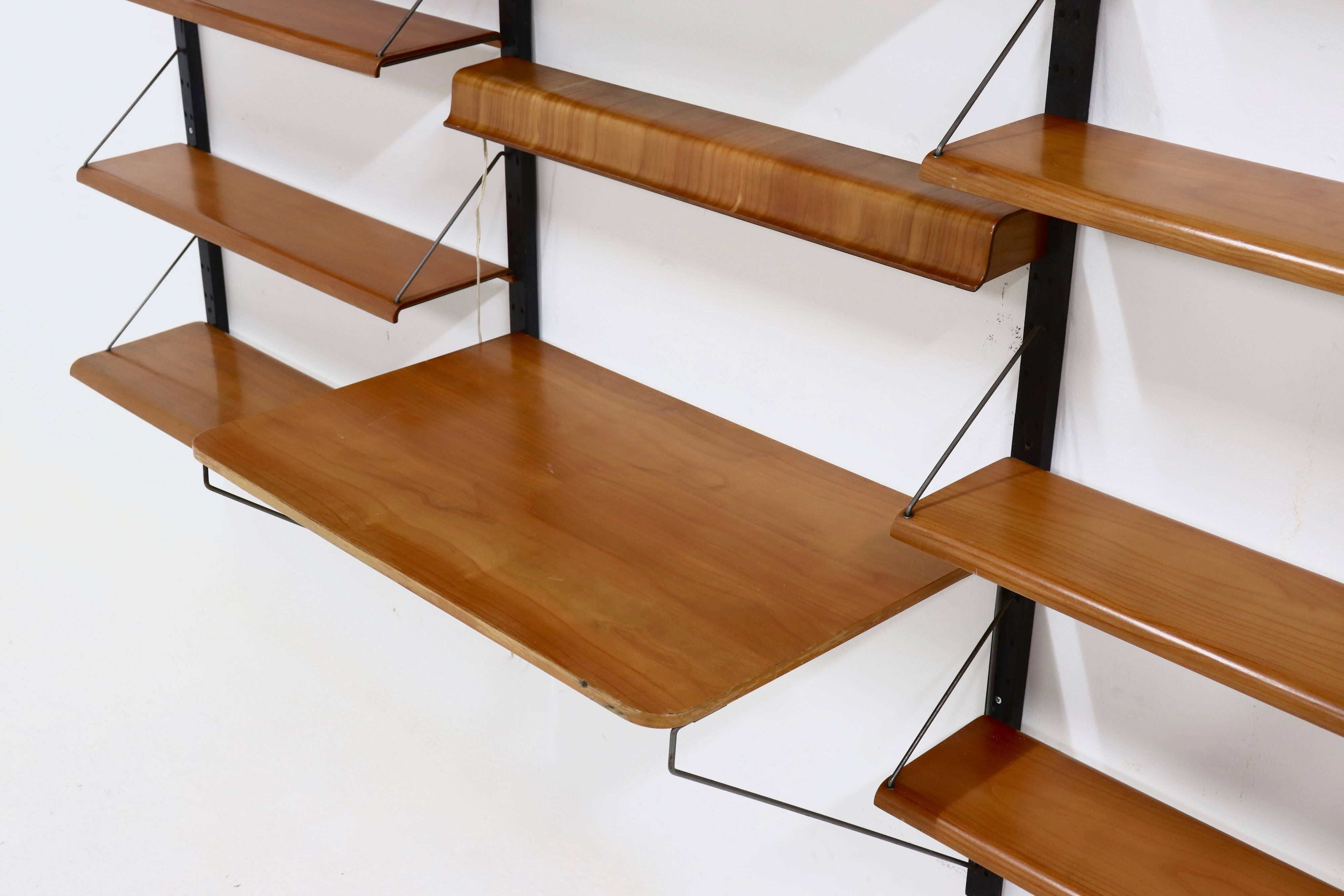 Rare Scandinavian Wall Mounted Plywood Shelving Unit 1950s