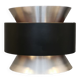 Hanging lamp,  of silver coloured aluminium with black "ring" and orange inner contrast lacquer.
