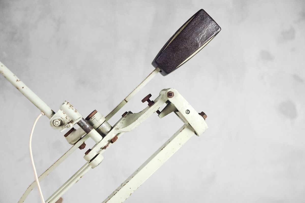 Dutch industrial drawing or architect's table witch lamp from rotanex-pool, 1950s