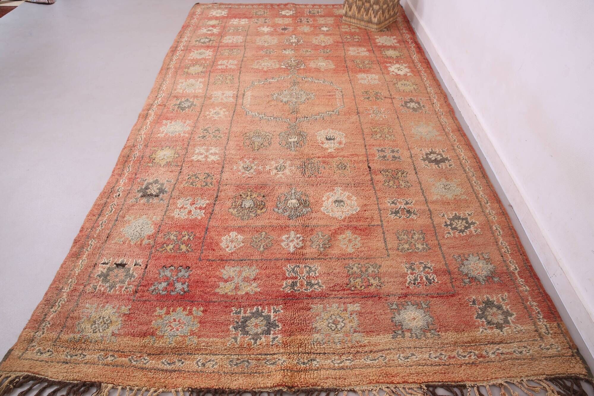 Terracotta Vintage Moroccan Rug 206 x 370 cm - Berber Wool Rug Handmade
