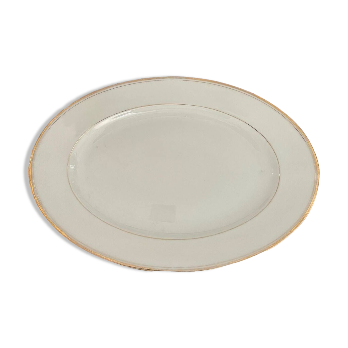 Plat ovale doré et blanc