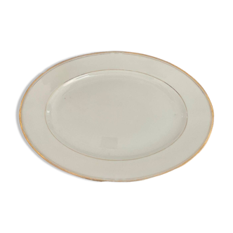 Gold and white oval dish