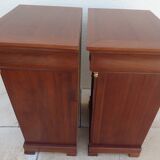 2 bedside tables in solid cherry wood, one drawer, one door with knob