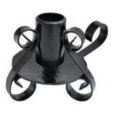 Small handheld hand candle holder wrought iron black vintage