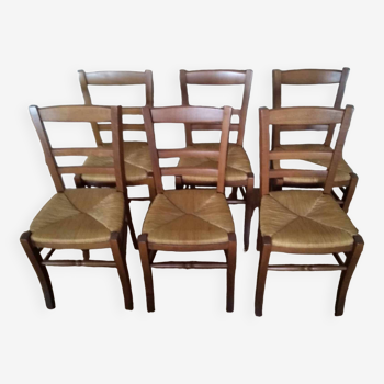 Lot de 6 chaises paillées