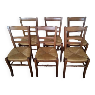 Lot de 6 chaises paillées