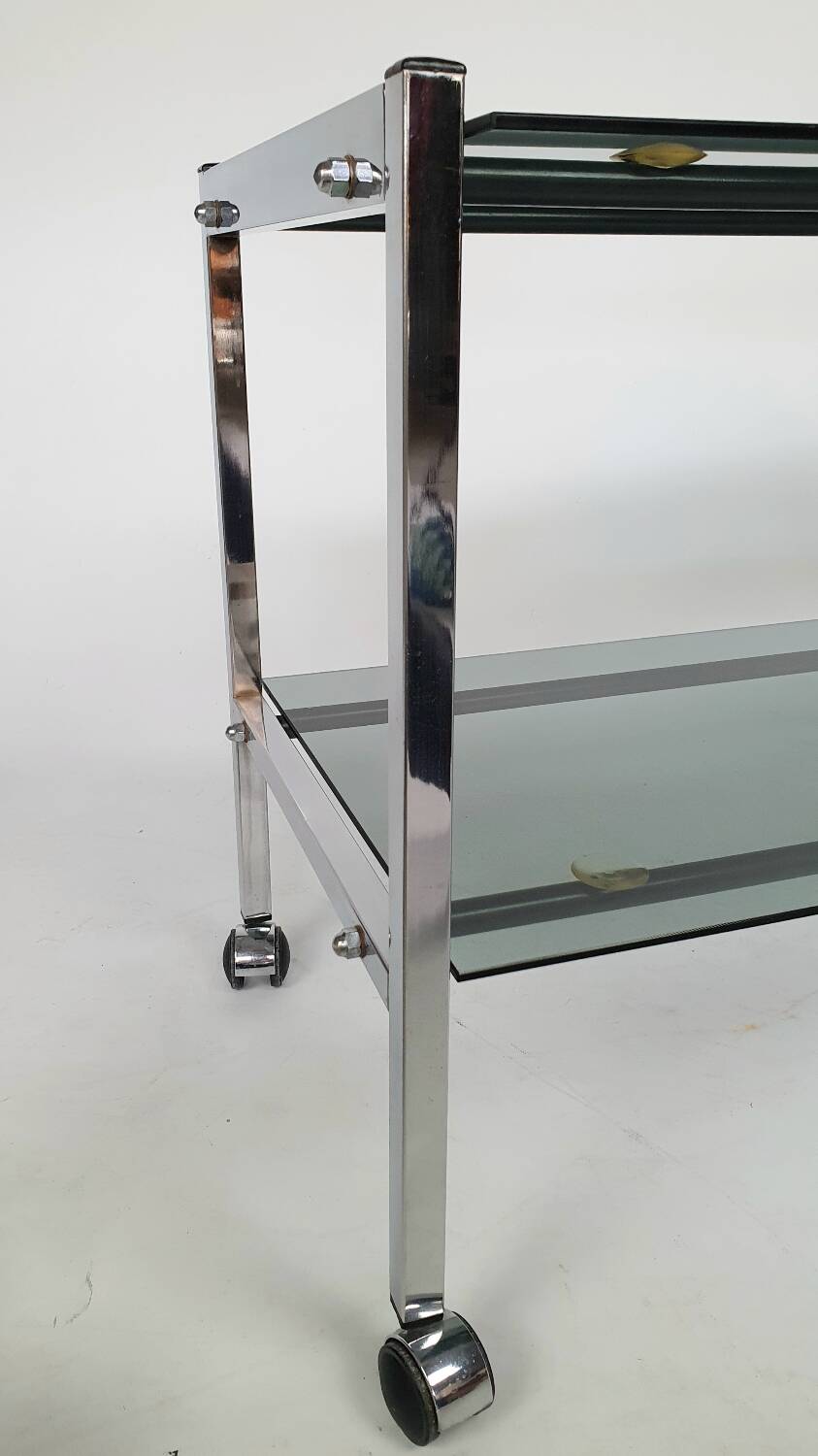 Vintage chrome and smoked glass console