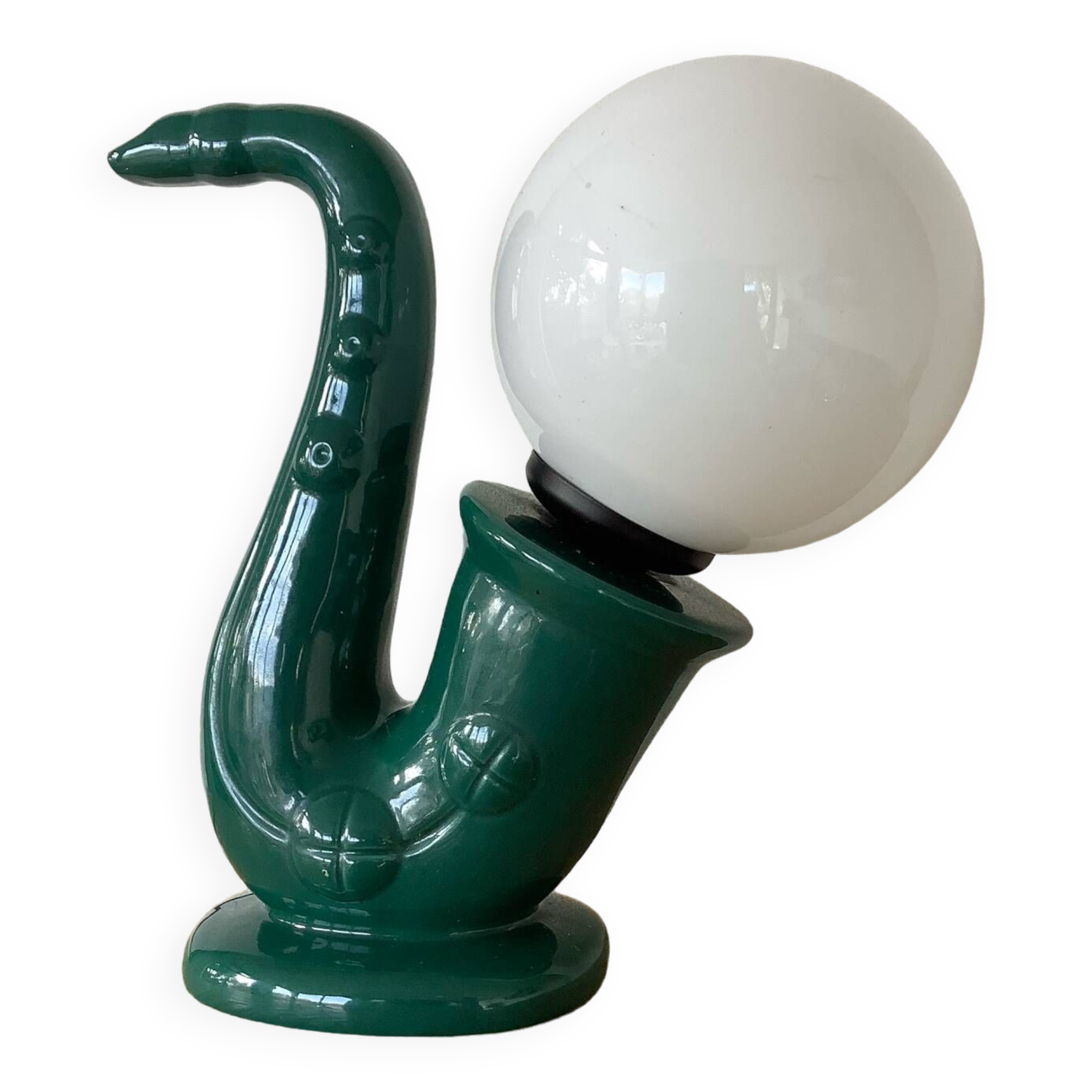 1980s Saxophone Lamp Vintage Ceramic Globe Jazz