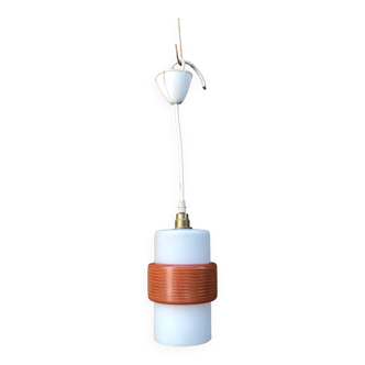 Suspension vintage Louis Kalff opaline années 60