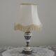 French Vintage Decorative Silver Metal and Porcelain Shaded Table Lamp