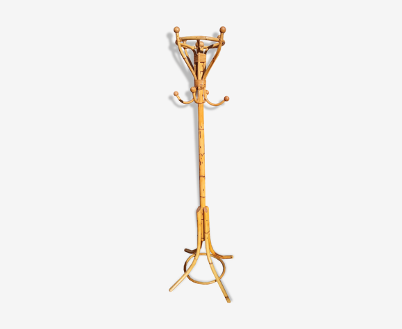 Rattan coat rack