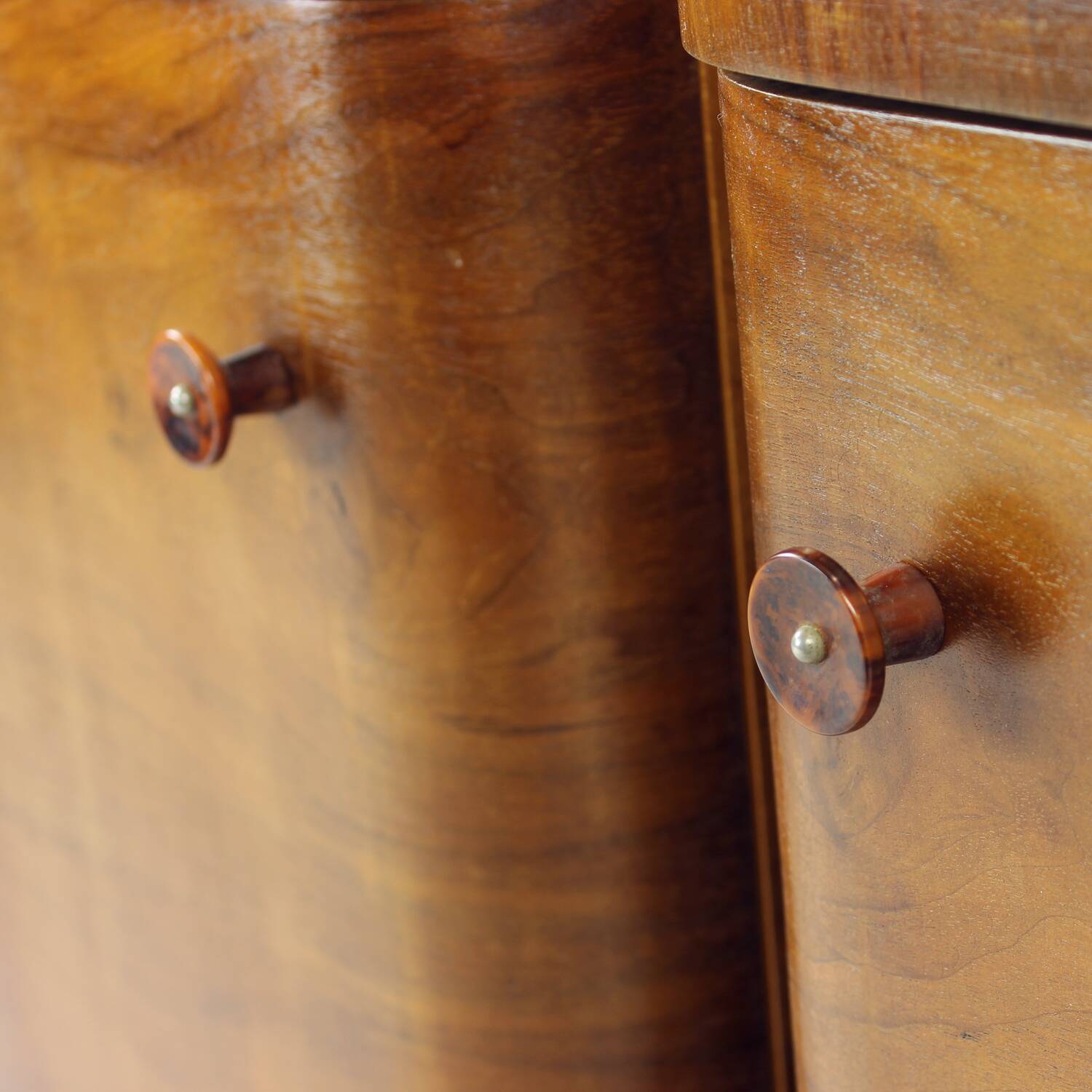 Minimalistic Art Deco Bedside Tables In Walnut Veneer, Czechoslovakia 1930s