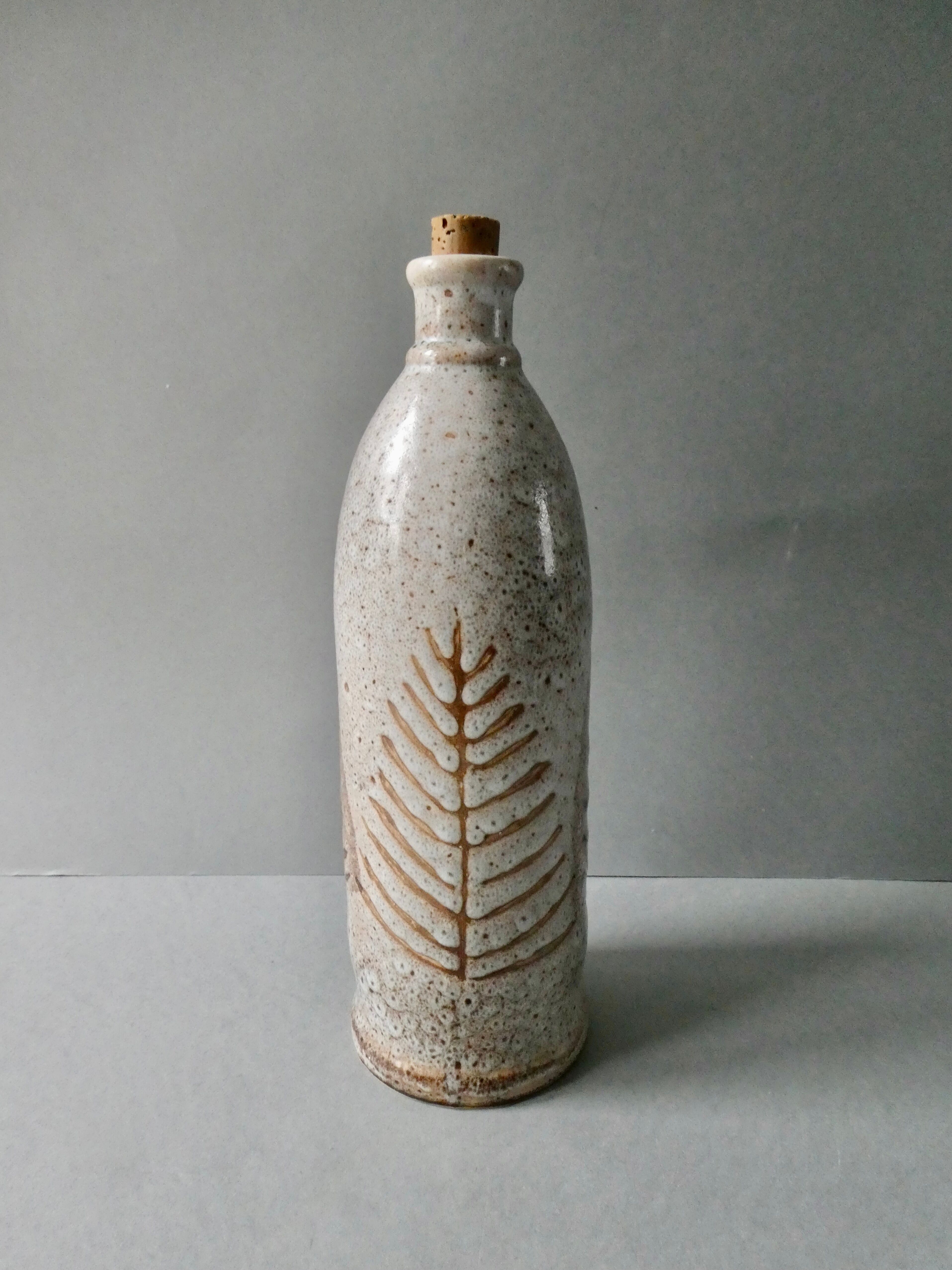 Stoneware bottle herbarium decoration, Jalapa model of the 60s